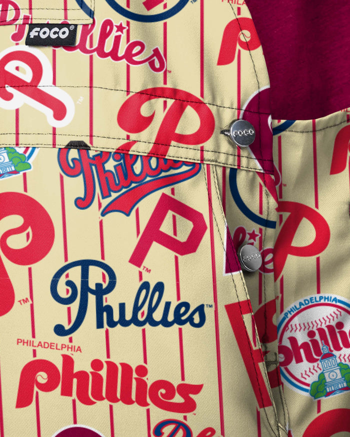 Philadelphia Phillies Mens Historic Print Bib Shortalls FOCO - FOCO.com