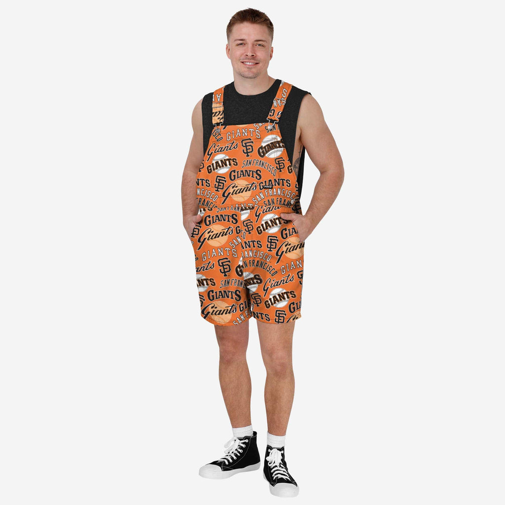 San Francisco Giants Mens Historic Print Bib Shortalls FOCO S - FOCO.com