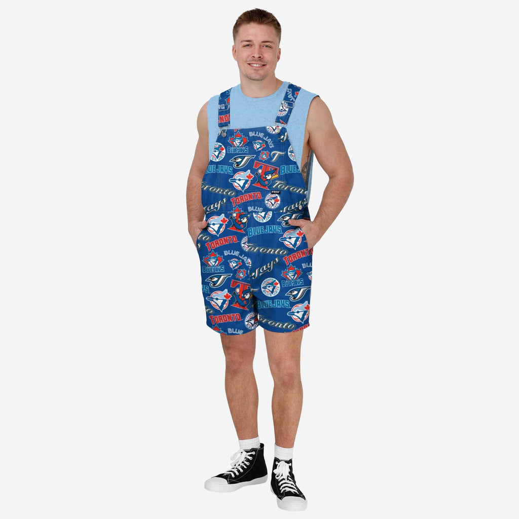 Toronto Blue Jays Mens Historic Print Bib Shortalls FOCO S - FOCO.com