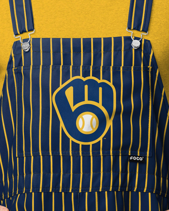 Milwaukee Brewers Mens Pinstripe Bib Shortalls FOCO - FOCO.com