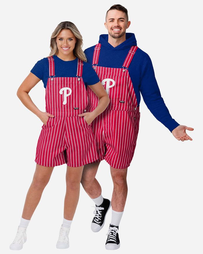 Philadelphia Phillies Mens Pinstripe Bib Shortalls FOCO - FOCO.com