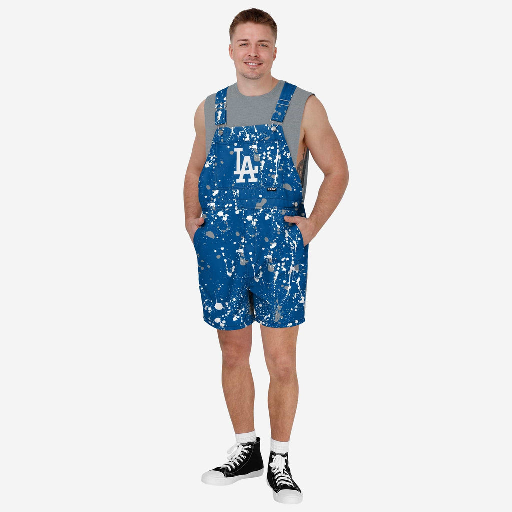 Los Angeles Dodgers Mens Paint Splatter Bib Shortalls FOCO S - FOCO.com