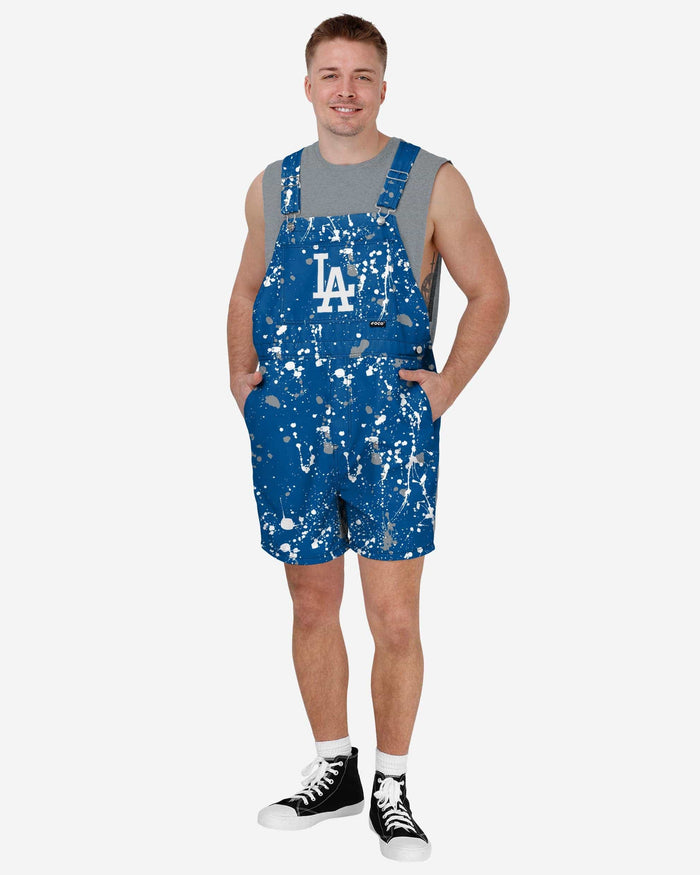 Los Angeles Dodgers Mens Paint Splatter Bib Shortalls FOCO S - FOCO.com