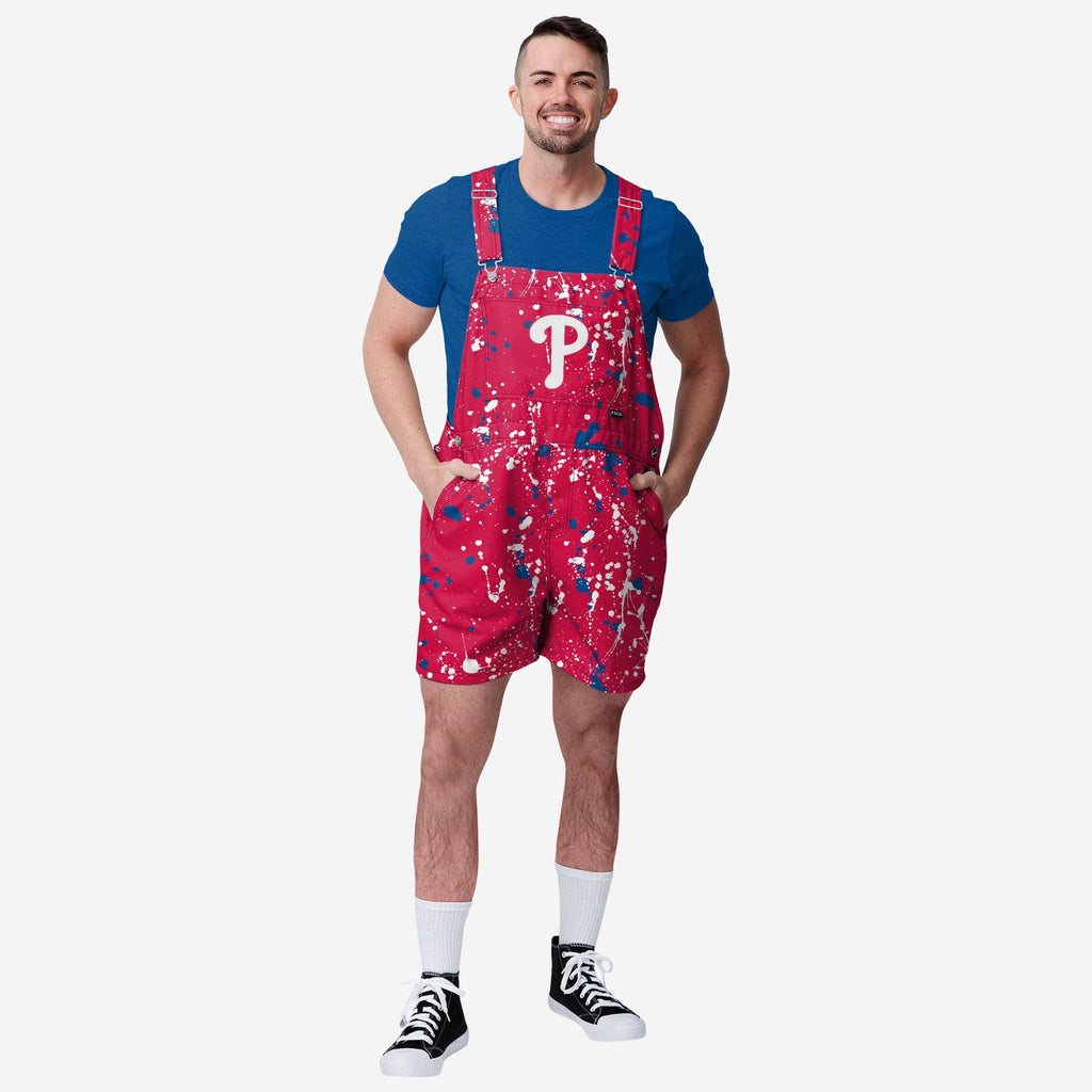 Philadelphia Phillies Mens Paint Splatter Bib Shortalls FOCO S - FOCO.com