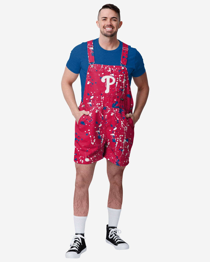 Philadelphia Phillies Mens Paint Splatter Bib Shortalls FOCO S - FOCO.com