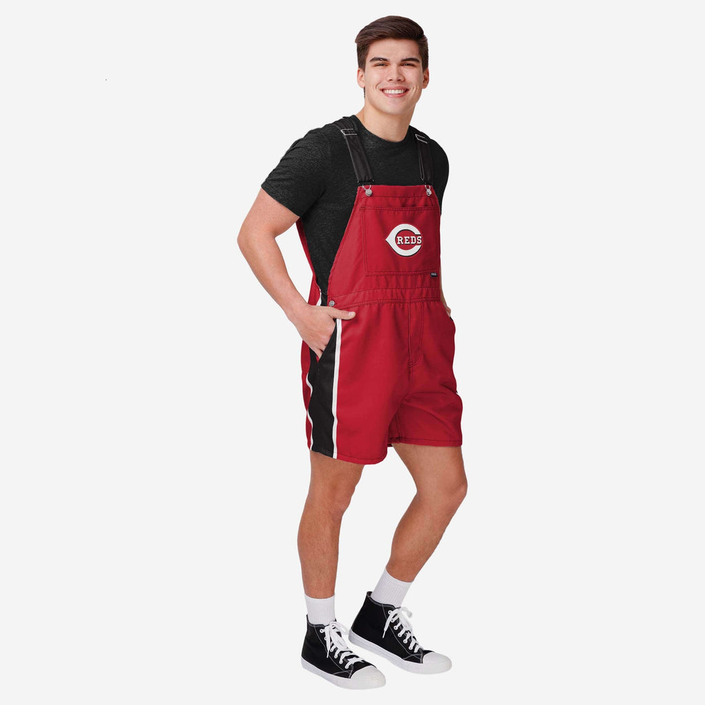 Cincinnati Reds Mens Team Stripe Bib Shortalls FOCO S - FOCO.com