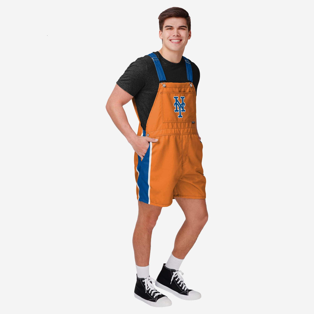 New York Mets Mens Team Stripe Bib Shortalls FOCO S - FOCO.com