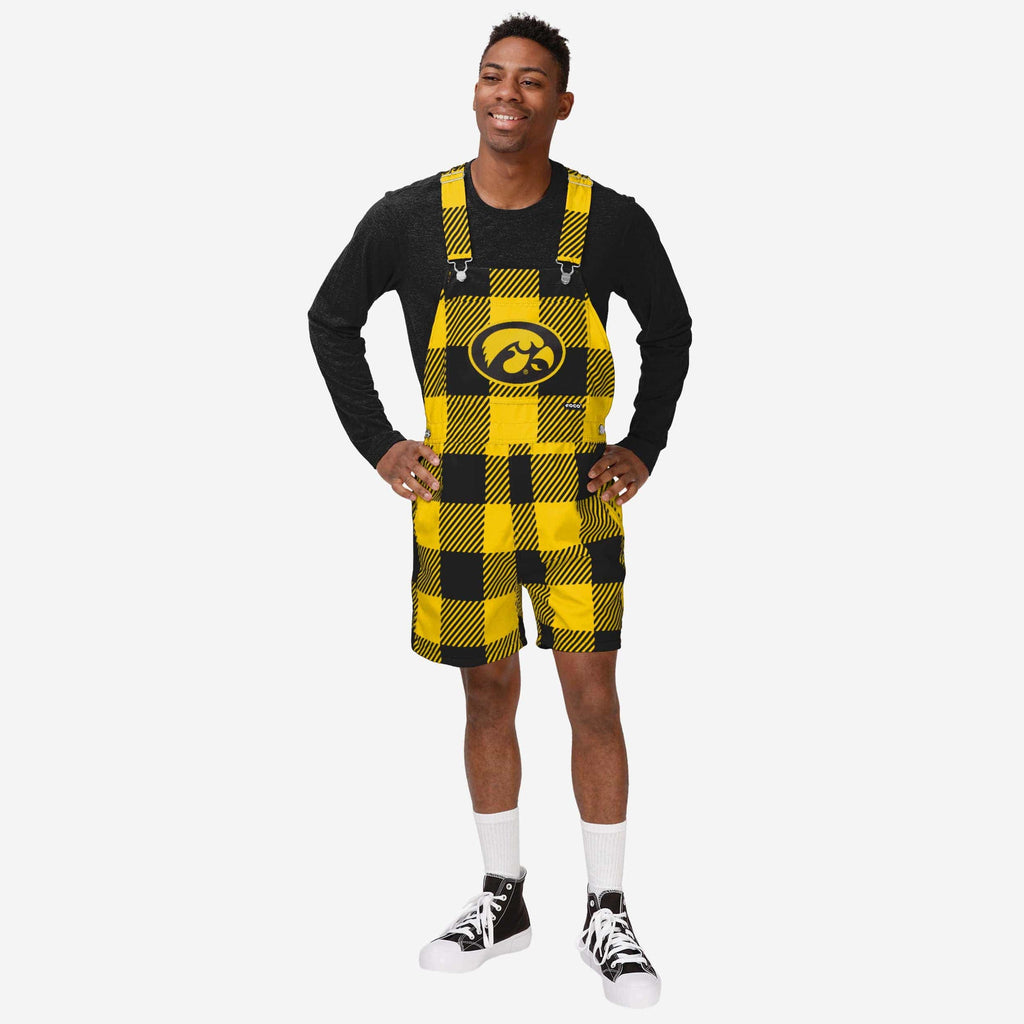 Iowa Hawkeyes Mens Plaid Bib Shortalls FOCO S - FOCO.com