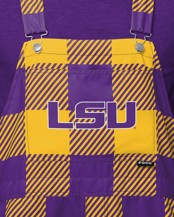 LSU Tigers Mens Plaid Bib Shortalls FOCO - FOCO.com