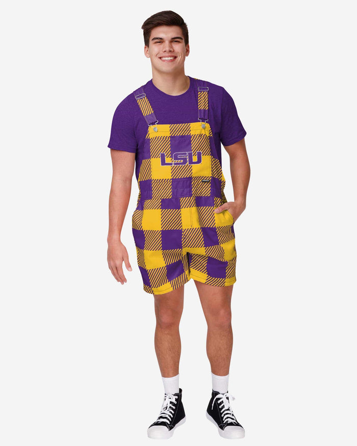 LSU Tigers Mens Plaid Bib Shortalls FOCO S - FOCO.com