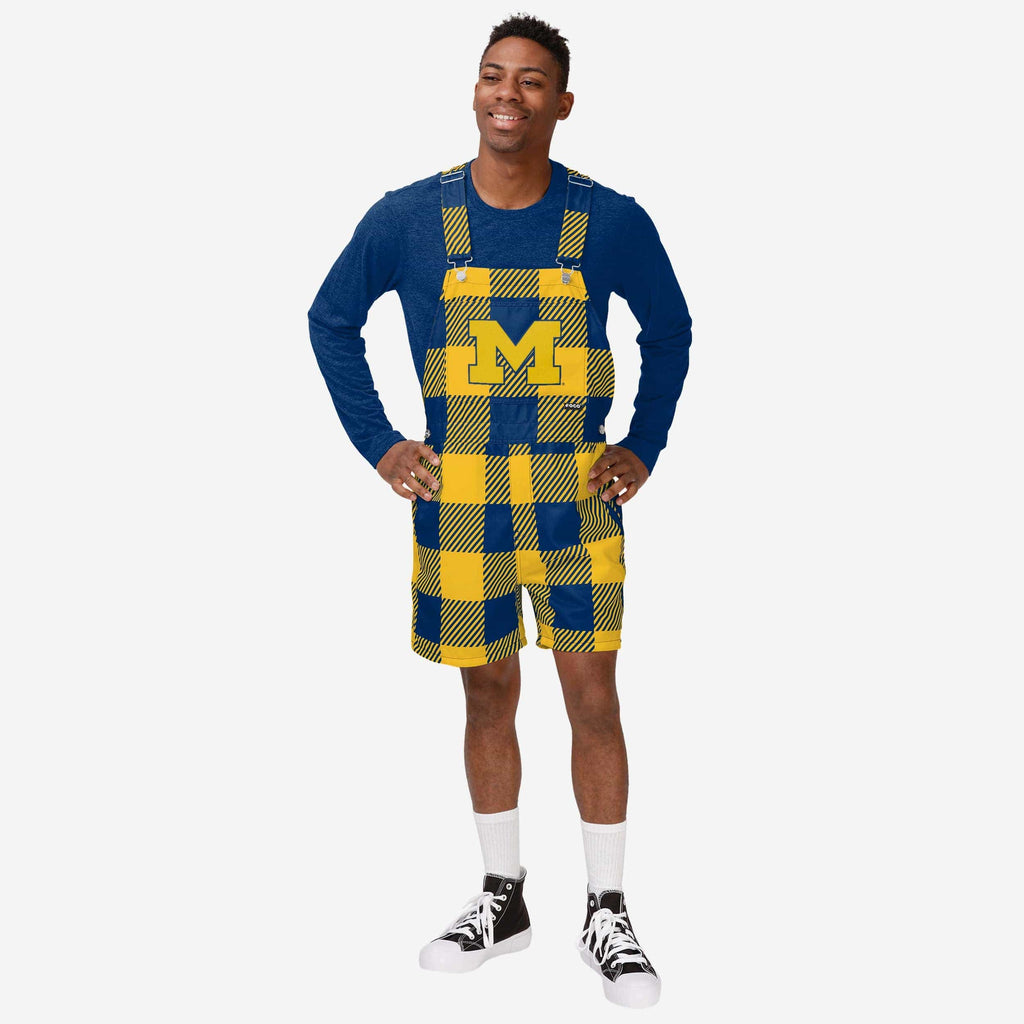 Michigan Wolverines Mens Plaid Bib Shortalls FOCO S - FOCO.com