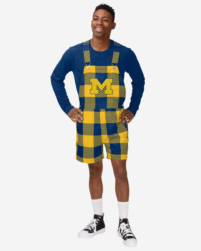 Michigan Wolverines Mens Plaid Bib Shortalls FOCO S - FOCO.com