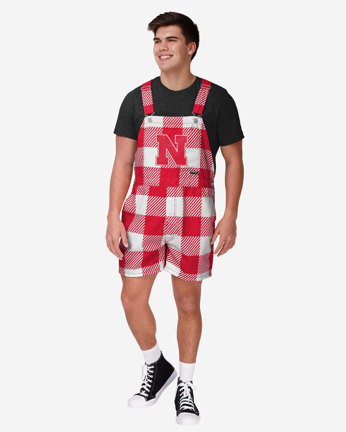 Nebraska Cornhuskers Mens Plaid Bib Shortalls FOCO S - FOCO.com