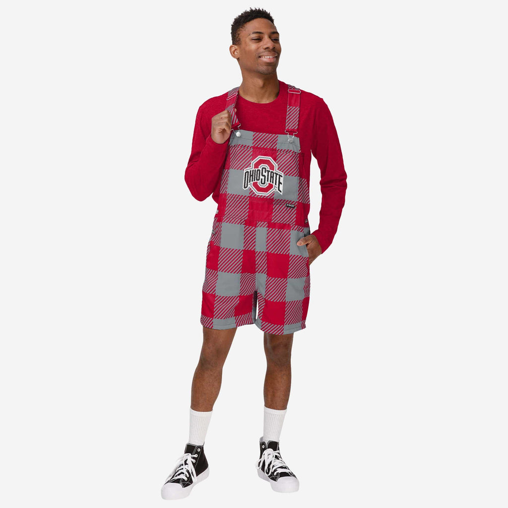 Ohio State Buckeyes Mens Plaid Bib Shortalls FOCO S - FOCO.com