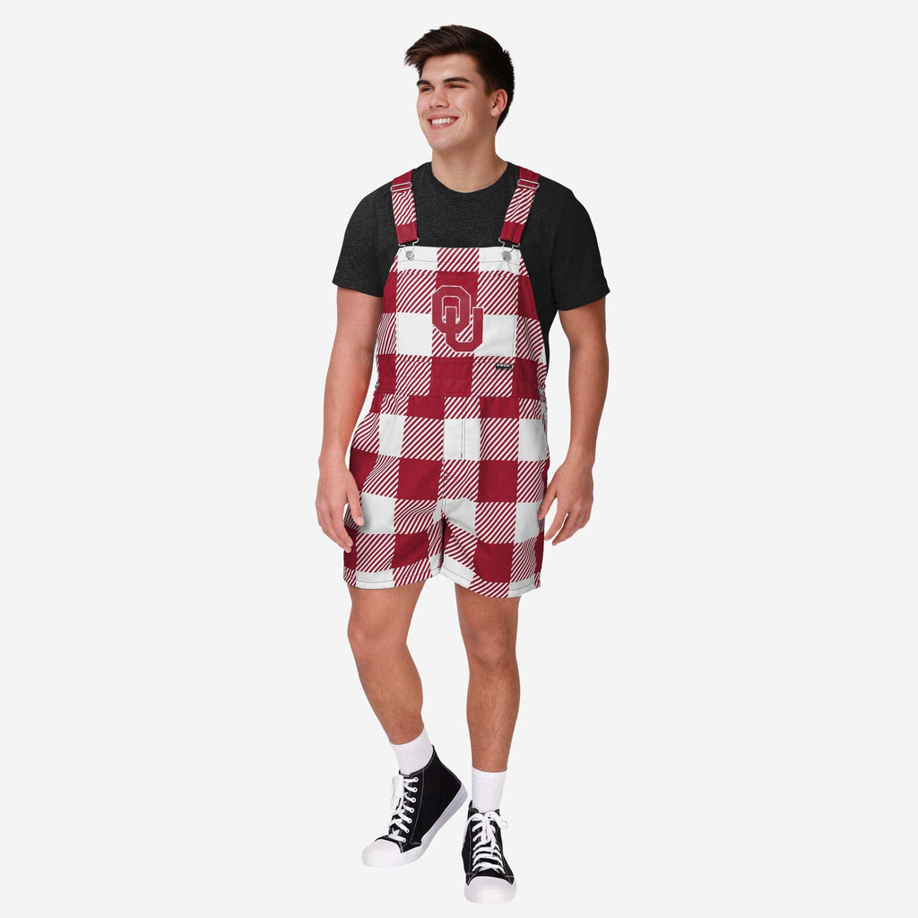 Oklahoma Sooners Mens Plaid Bib Shortalls FOCO S - FOCO.com