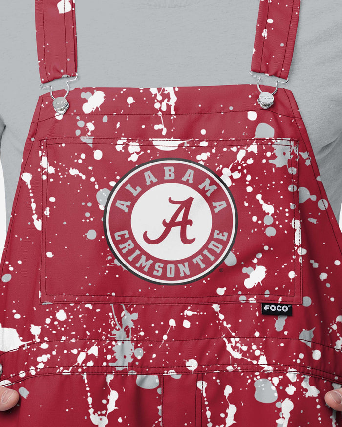 Alabama Crimson Tide Mens Paint Splatter Bib Shortalls FOCO - FOCO.com