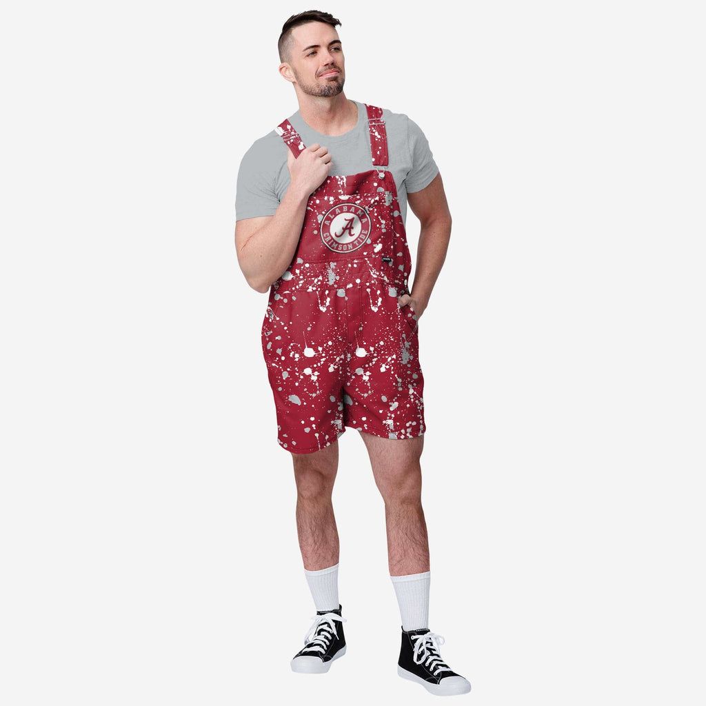 Alabama Crimson Tide Mens Paint Splatter Bib Shortalls FOCO S - FOCO.com