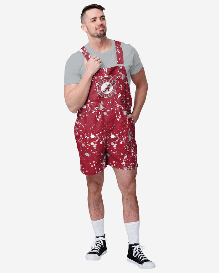 Alabama Crimson Tide Mens Paint Splatter Bib Shortalls FOCO S - FOCO.com