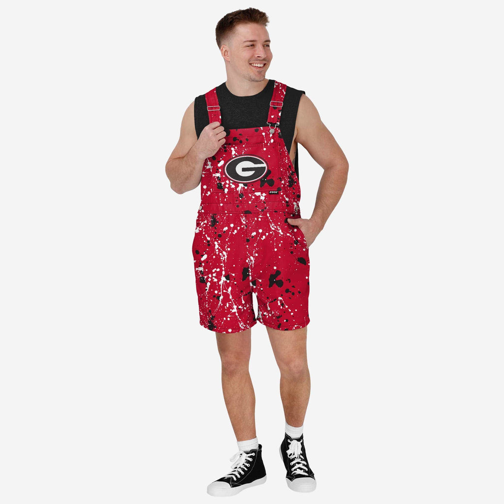 Georgia Bulldogs Mens Paint Splatter Bib Shortalls FOCO S - FOCO.com