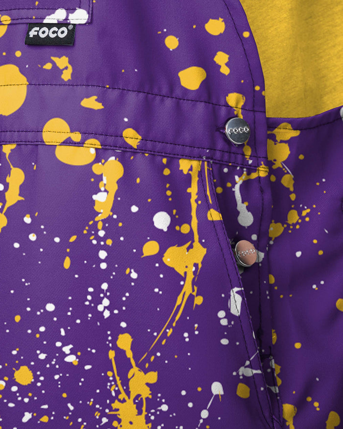 LSU Tigers Mens Paint Splatter Bib Shortalls FOCO - FOCO.com