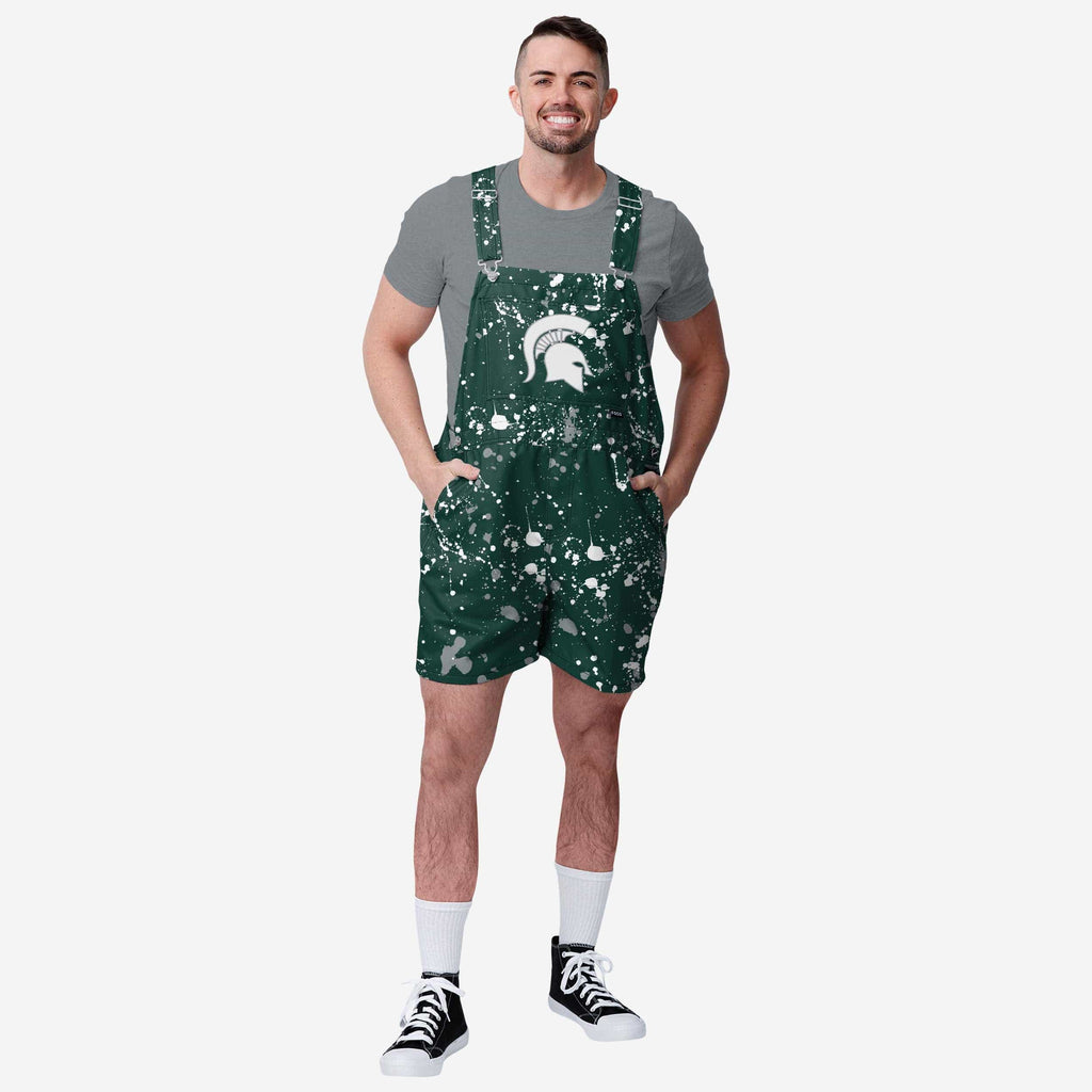 Michigan State Spartans Mens Paint Splatter Bib Shortalls FOCO S - FOCO.com