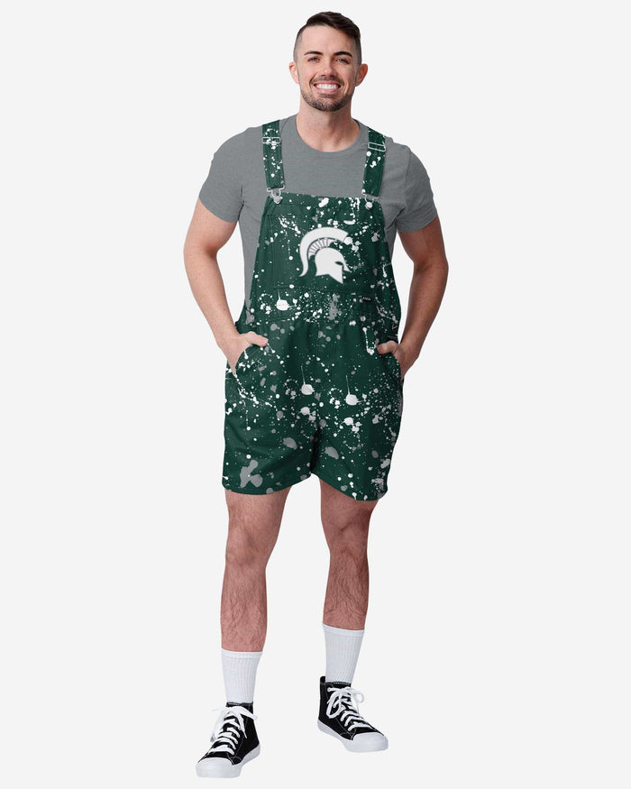 Michigan State Spartans Mens Paint Splatter Bib Shortalls FOCO S - FOCO.com