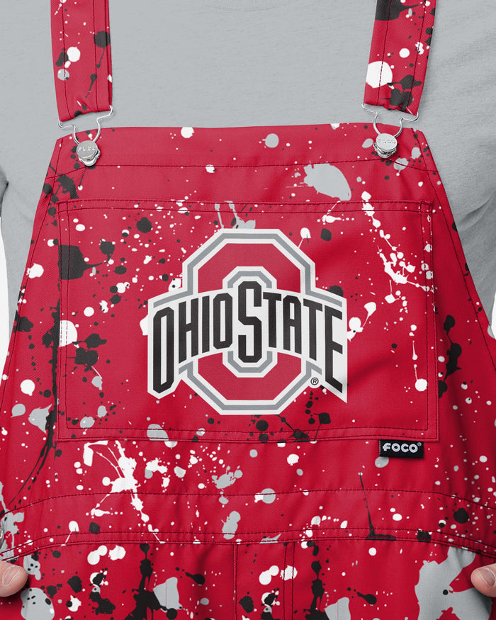 Ohio State Buckeyes Mens Paint Splatter Bib Shortalls FOCO - FOCO.com