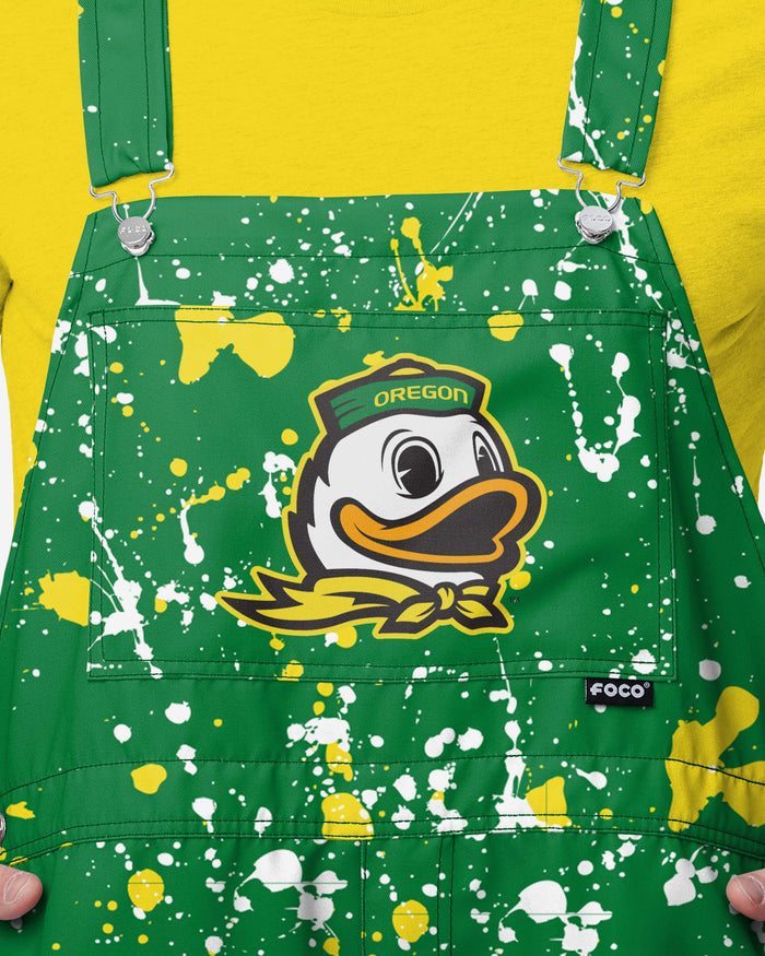 Oregon Ducks Mens Paint Splatter Bib Shortalls FOCO - FOCO.com