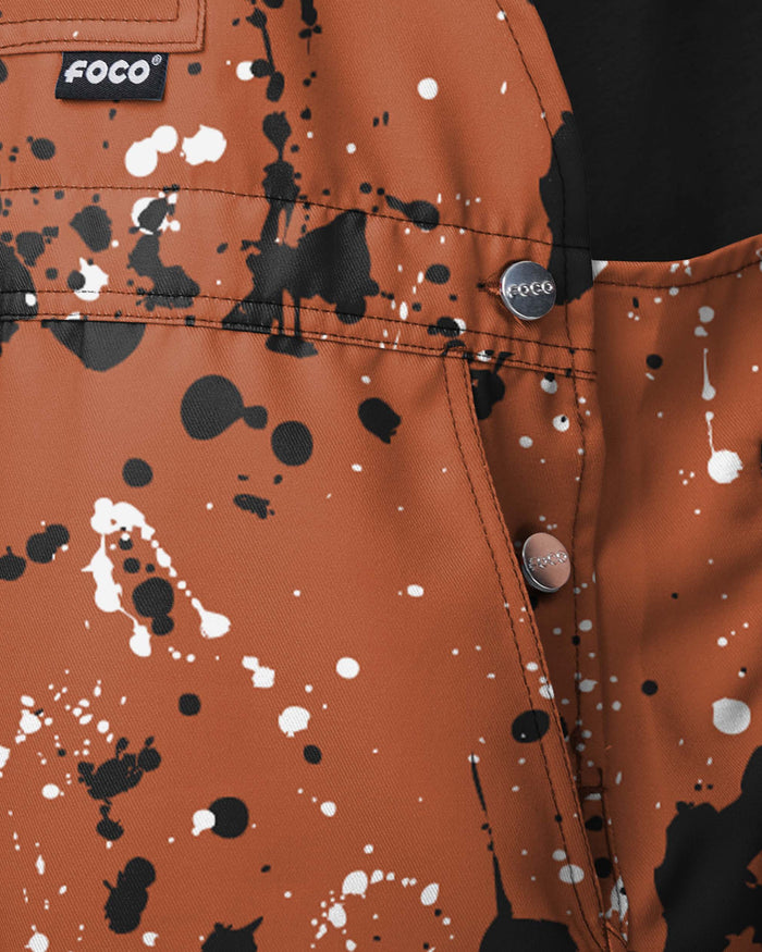 Texas Longhorns Mens Paint Splatter Bib Shortalls FOCO - FOCO.com