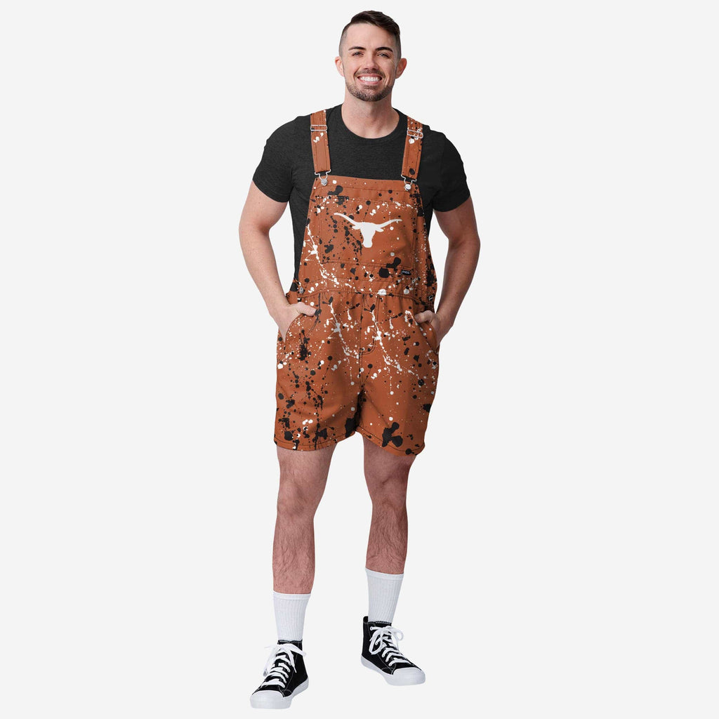 Texas Longhorns Mens Paint Splatter Bib Shortalls FOCO S - FOCO.com