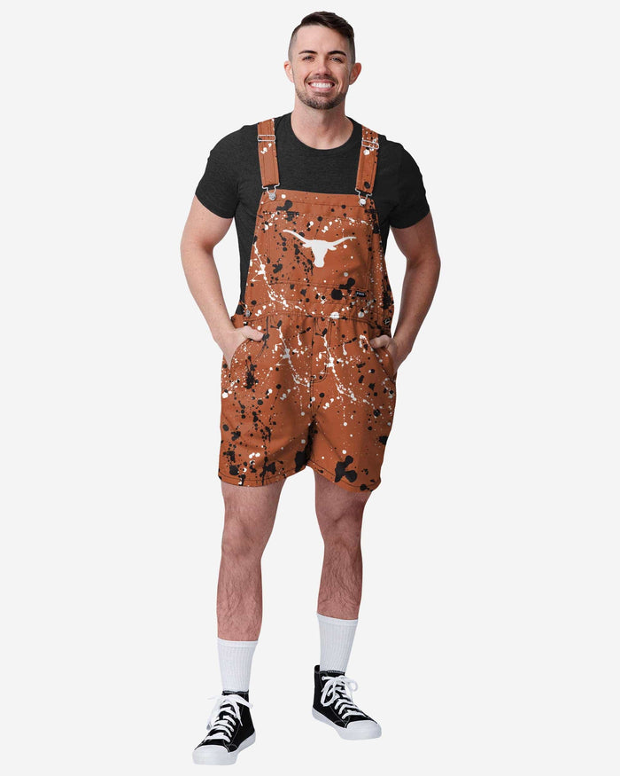 Texas Longhorns Mens Paint Splatter Bib Shortalls FOCO S - FOCO.com