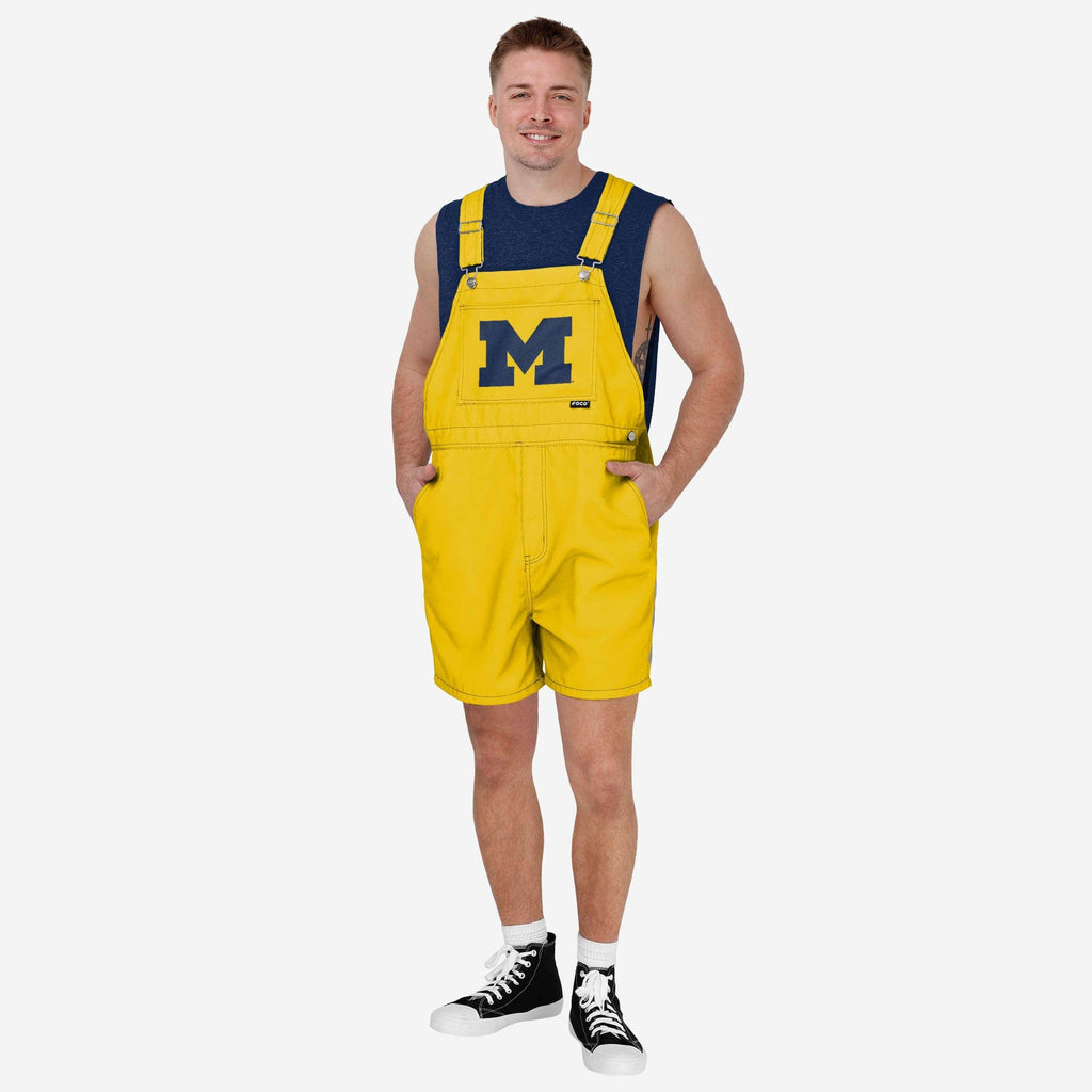 Michigan Wolverines Mens Solid Big Logo Bib Shortalls FOCO S - FOCO.com