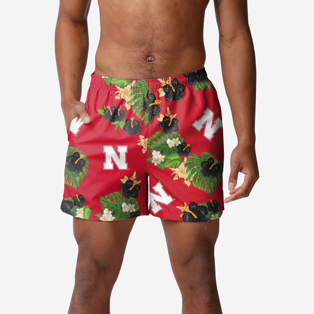 Nebraska Cornhuskers Floral Swimming Trunks FOCO S - FOCO.com