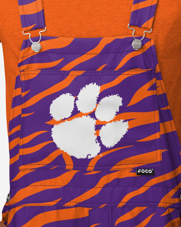 Clemson Tigers Mens Tiger Stripe Thematic Bib Shortalls FOCO - FOCO.com