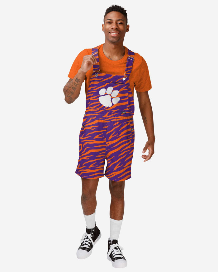 Clemson Tigers Mens Tiger Stripe Thematic Bib Shortalls FOCO S - FOCO.com