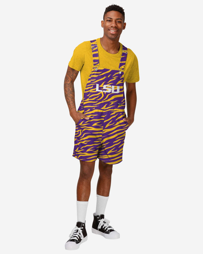 LSU Tigers Mens Tiger Stripe Thematic Bib Shortalls FOCO S - FOCO.com