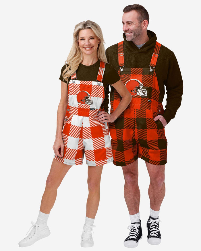 Cleveland Browns Mens Plaid Bib Shortalls FOCO - FOCO.com