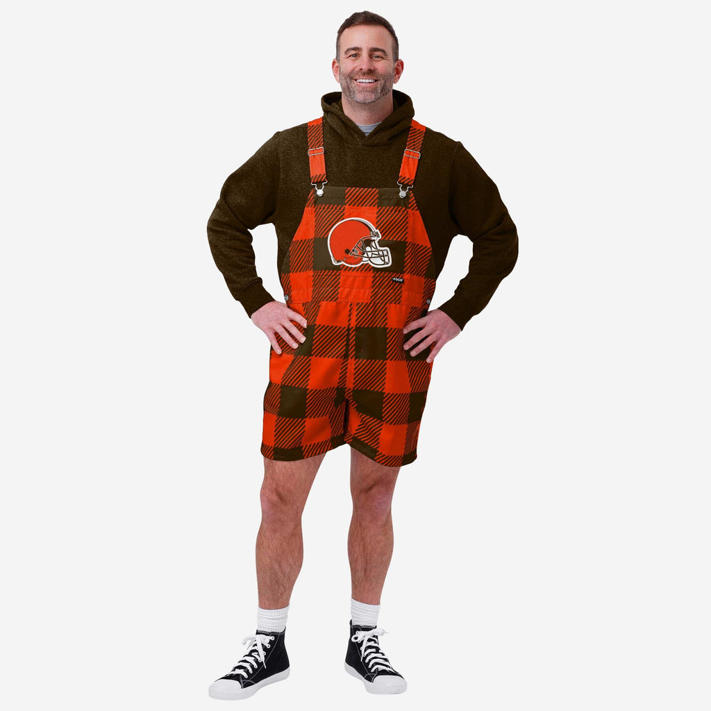 Cleveland Browns Mens Plaid Bib Shortalls FOCO S - FOCO.com