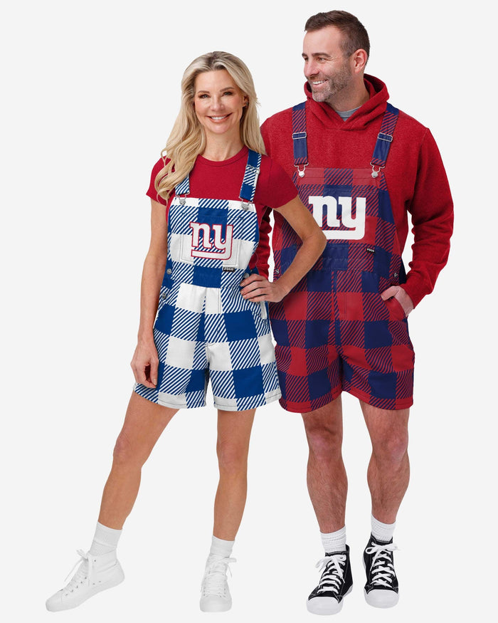 New York Giants Mens Plaid Bib Shortalls FOCO - FOCO.com