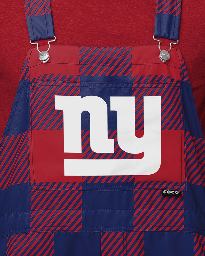 New York Giants Mens Plaid Bib Shortalls FOCO - FOCO.com