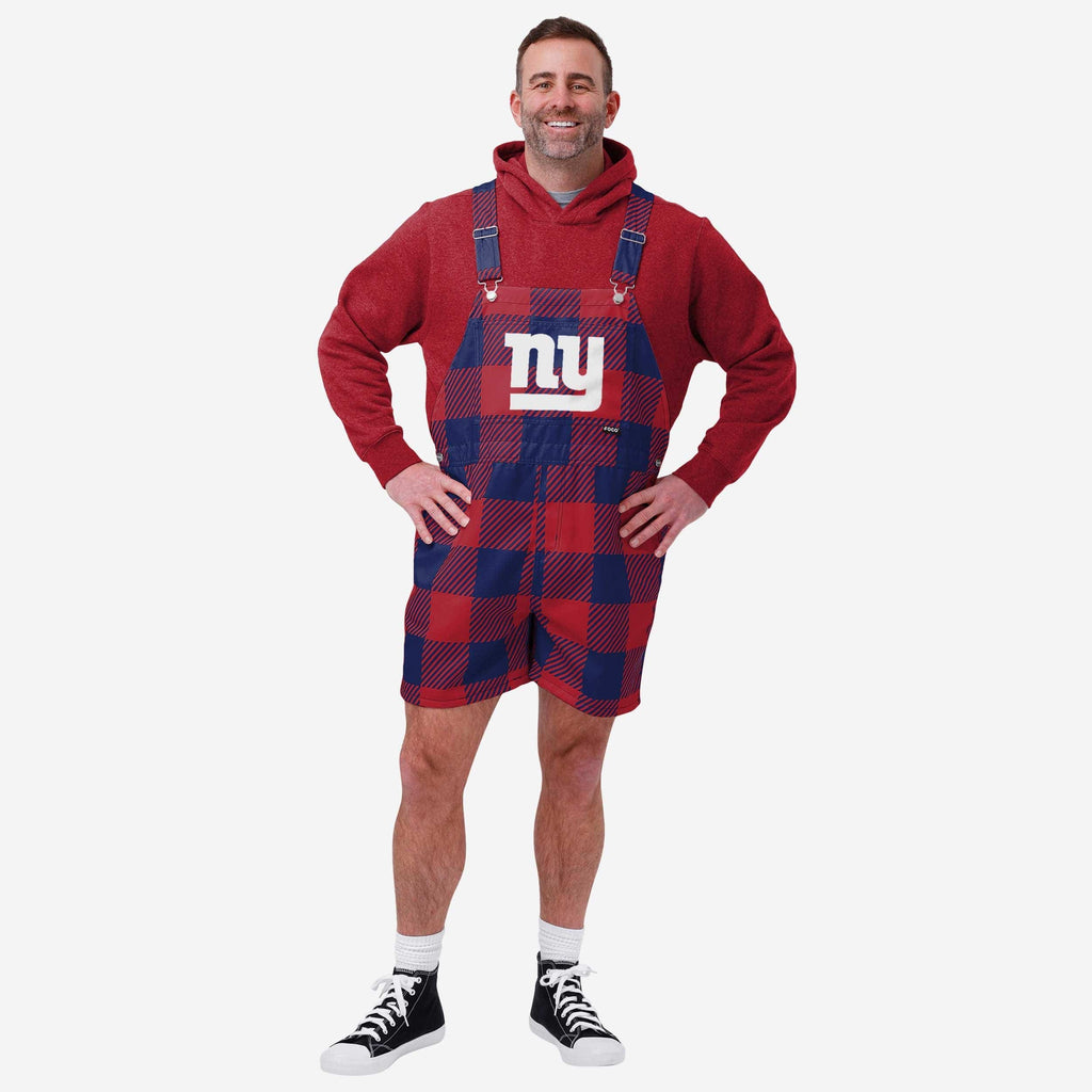 New York Giants Mens Plaid Bib Shortalls FOCO S - FOCO.com