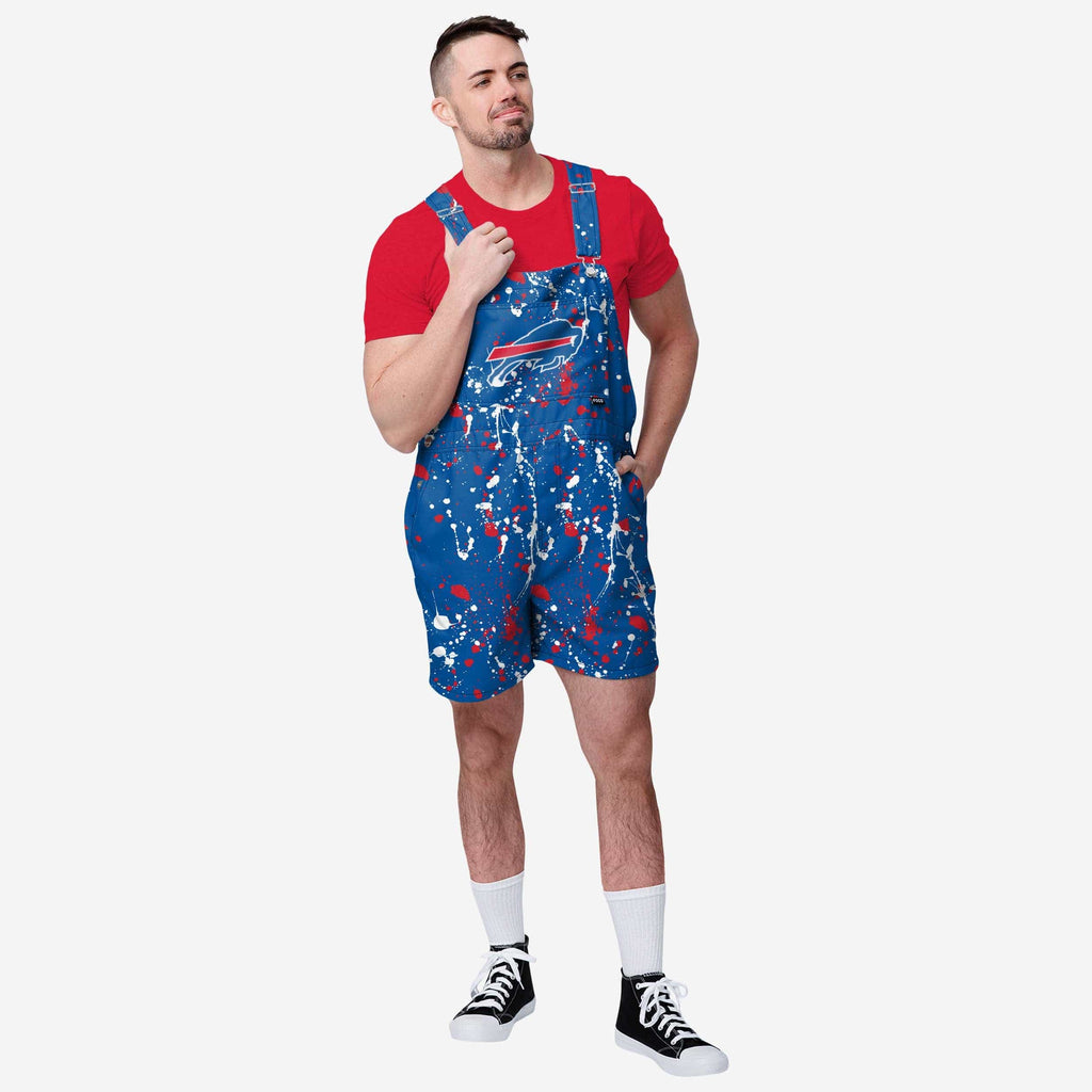 Buffalo Bills Mens Paint Splatter Bib Shortalls FOCO S - FOCO.com