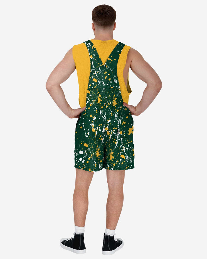 Green Bay Packers Mens Paint Splatter Bib Shortalls FOCO - FOCO.com