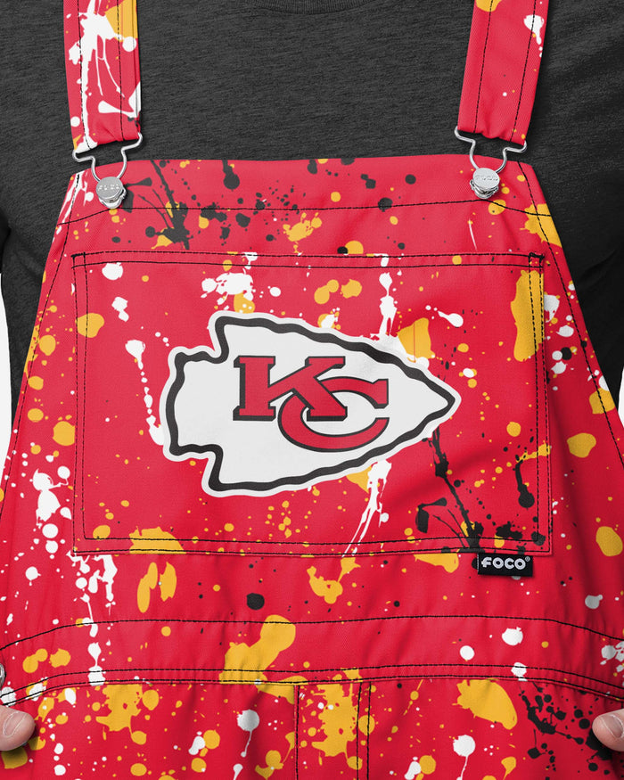 Kansas City Chiefs Mens Paint Splatter Bib Shortalls FOCO - FOCO.com