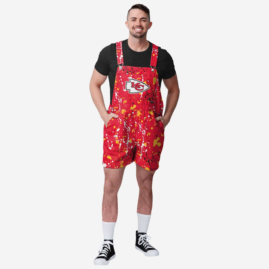 Kansas City Chiefs Mens Paint Splatter Bib Shortalls FOCO S - FOCO.com