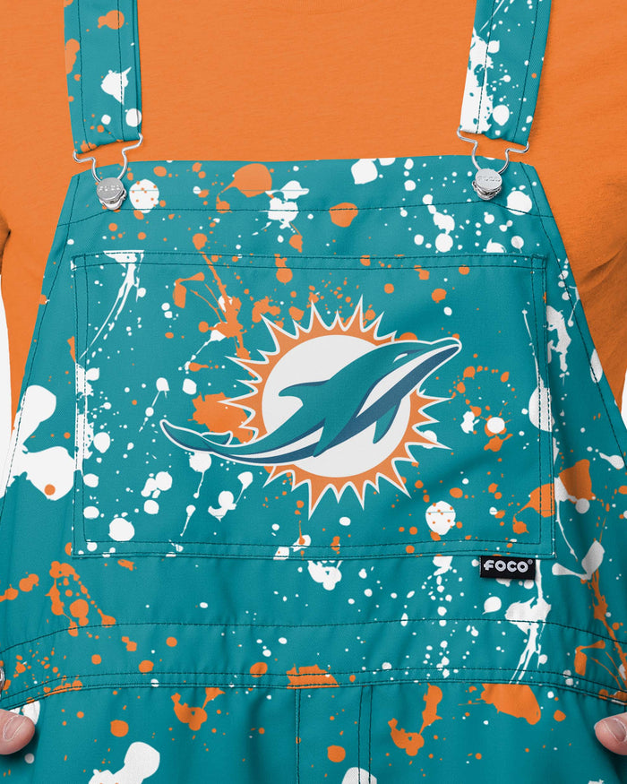 Miami Dolphins Mens Paint Splatter Bib Shortalls FOCO - FOCO.com