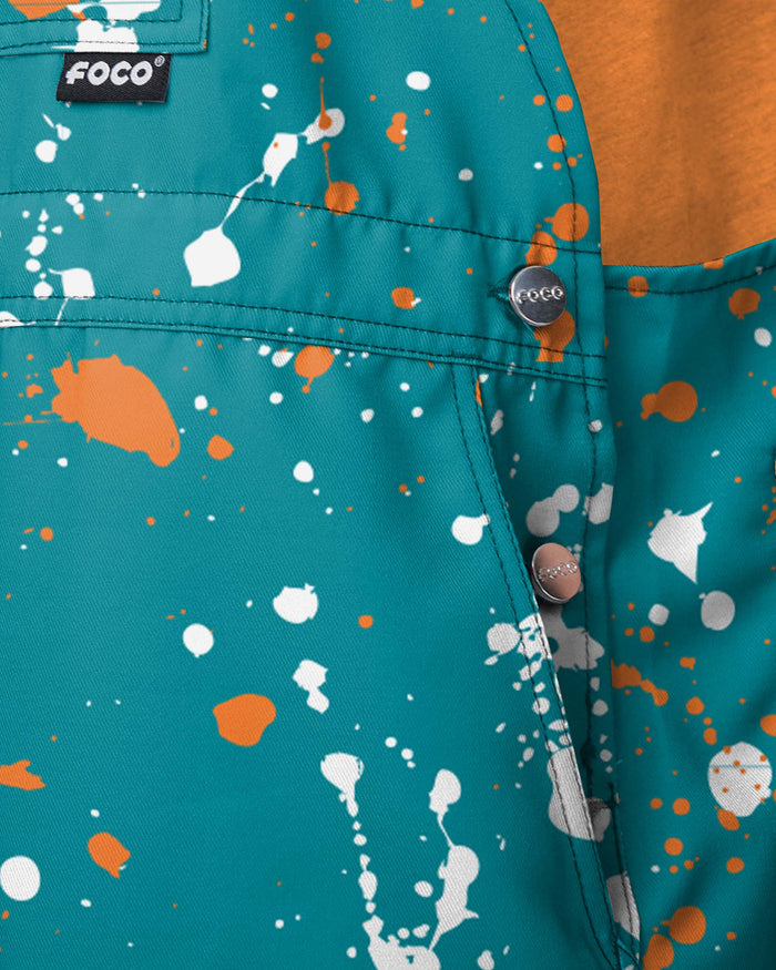 Miami Dolphins Mens Paint Splatter Bib Shortalls FOCO - FOCO.com