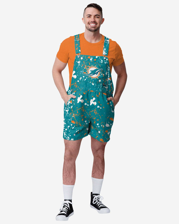 Miami Dolphins Mens Paint Splatter Bib Shortalls FOCO S - FOCO.com