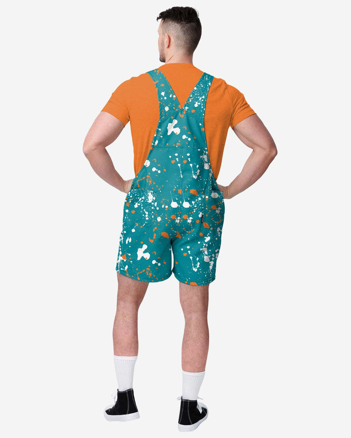 Miami Dolphins Mens Paint Splatter Bib Shortalls FOCO - FOCO.com