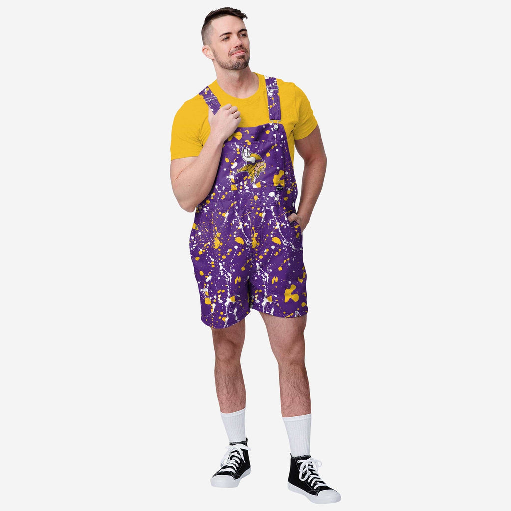 Minnesota Vikings Mens Paint Splatter Bib Shortalls FOCO S - FOCO.com